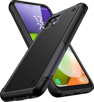 Two phone cases are shown diagonally, overlapping each other, against a white background. The phone cases are black and gray and appear to be protective covers for a smartphone.