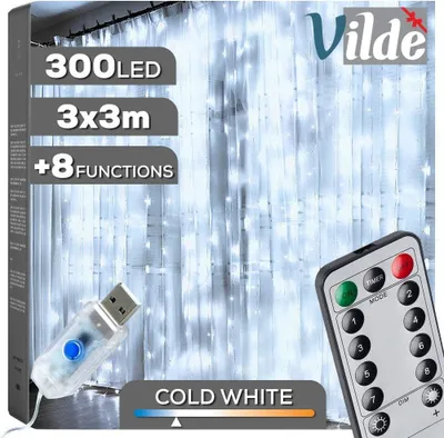 Zdjęcie produktu dla Kurtyna świetlna z pilotem 300 LED 3 m
