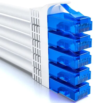 Produktbild von deleyCON 1m CAT6 Netzwerkkabel Set U-UTP RJ45, 5 Stück - Weiß