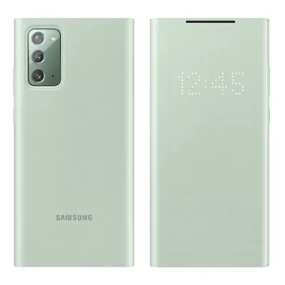 A product shot showing the front and back of a green Samsung Galaxy Note 20 flip case.
