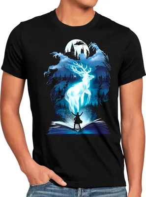 Produktbild von BaumwolleCloud Patronus Herren T-Shirt eule harry zauberstab besen zauberschule
