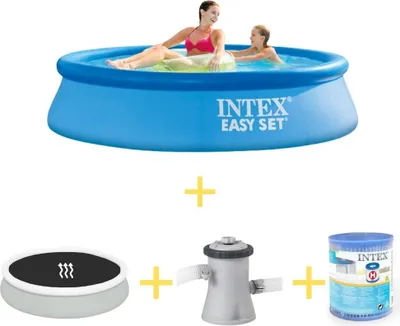 Produktbild von Intex Easy Set Pool - 244 x 61 cm - Inklusive Solarsegel, Filterpumpe & Filter