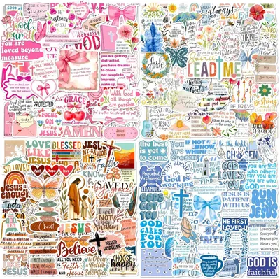 Productafbeelding van Bijbelvers Stickers Christelijke Schrift Stickerpakket Waterdichte Vinyl Stickers Voor Waterflessen Meditatienotitieboek Scrapbooking Gebedsdagboek