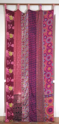 Produktbild von Seidiger Vorhang (1 Stk.) Gardine aus Patchwork Sareestoff, Unikat - rot Bunt, Polyester, 250*100*0,2 cm, Dekovorhänge