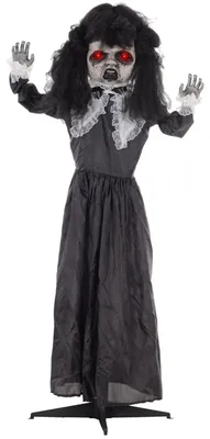 Produktbild von Horrorpuppe, Helloweendeko, gruselige Stimme & Musik, rote Augen, beweglich, 160 cm