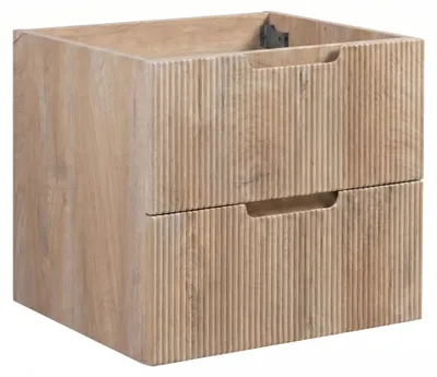 Productafbeelding van Badplaats Wastafelkast Thermis 60 x 48 cm – Licht Eiken – Hangend Wastafelmeubel Met Lades