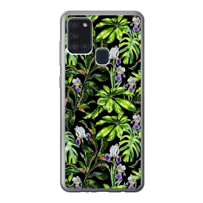 Produktbild von MuchoWow® Handyhülle Schutzhülle Hülle für Samsung Galaxy A21s Blume - Blätter - Muster Silikon Softcase Handy Hülle - Hartschale