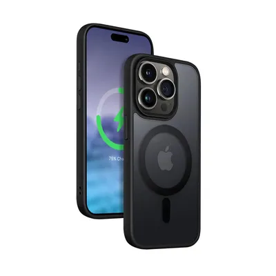 Image de Crong Hybrid Frost MAG Cover - Étui MagSafe pour iPhone 15 Pro (noir)