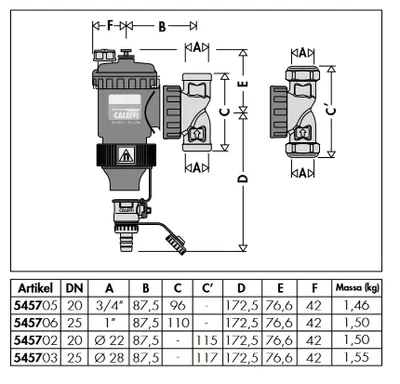 Produktbild von Caleffi DIRTMAGPRO® - 28mm Schlammabscheider mit Doppelmagnet