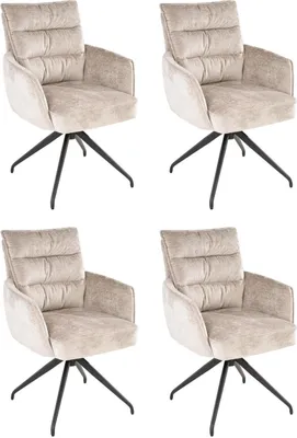 Produktbild von Polsterstühle - Beige - Schwarz - Webstoff - Metallgestell - drehbar - 4er Set