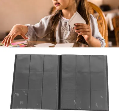 Image de Classeur pour cartes à collectionner avec 9 compartiments, polyvalent, étanche, portable, pour ranger les jeux à la maison ou en voyage, noir