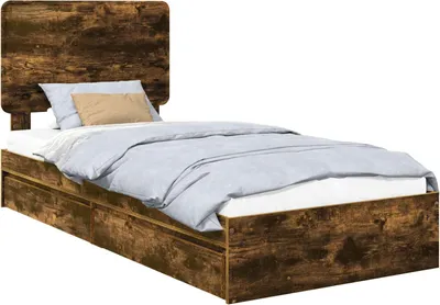 Obrázek produktu pro vidaXL Úložná postel kouřový dub 100 x 200 cm materiál na bázi dřeva