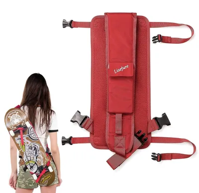 Image de Sac à dos pour skateboard, couleur rouge, avec bretelles réglables, adapté à toutes les tailles de planches