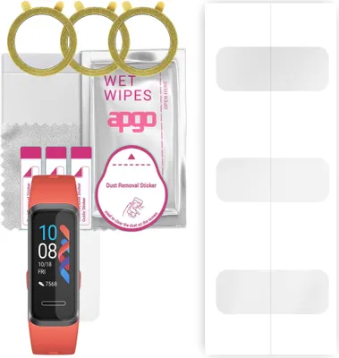 Produktbild von apgo 3 Stück Schutzfolie, klar, kompatibel mit Huawei Band 4 Smartwatch, Hydrogel Displayschutzfolie mit Positionierhilfe, Displayfolie, robust und kratzfest