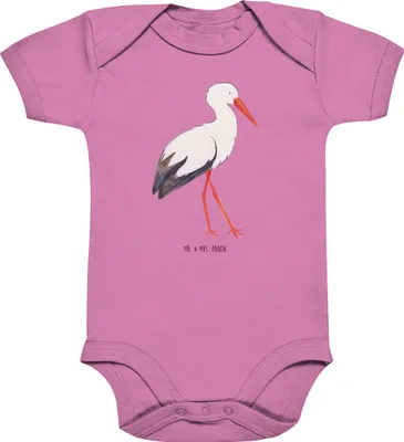 Produktbild von Mr. & Mrs. Panda babykleidung body Storch 1. - 3. Monat - Bubble Gum Pink - Geschenk, Schwanger, Babybody, Einteiler, strampelanzug, Strampler, Geburt, Lustige Sprüche