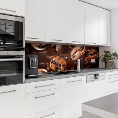 Produktbild von Dedeco Küchenrückwand Motiv: Kaffe V2, 5mm Hartschaum Kunststoffplatte PVC als Spritzschutz Küchenwand Wandschutz wasserfest, inkl. UV-Lack matt, alle Untergründe, 220 x 60 cm