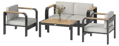 Produktbild von Outsunny Gartenmöbel Set Aluminium Sitzgruppe für 4 Personen Wasserabweisend