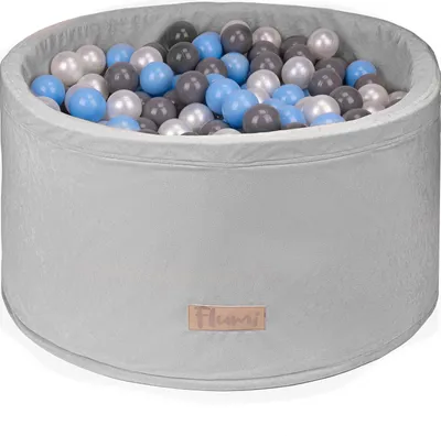 Image de Piscine en mousse Flumi 90x40 cm avec 200 balles ∅7 cm – gris clair + balles bleues