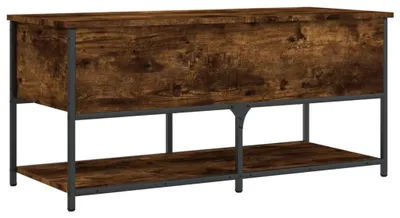 Imagen del producto de Banco con espacio de almacenamiento, color roble ahumado, 100x42,5x47 cm, fabricado en material de madera