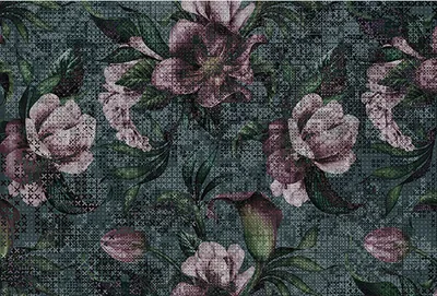 Produktbild von Tadessi Fototapete | Blumen | 4.00 m x 2.70 m | Grün | Rosa | Wandbild | Digitaldruck