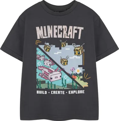Produktbild von Minecraft - "Build Create Explore" T-Shirt für Mädchen NS8982 (128) (Grau meliert)