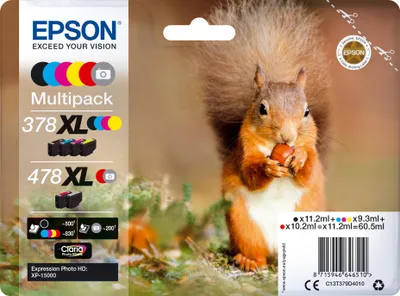Image de Epson Multipack 378XL 478XL Claria Photo HD 6 couleurs Cartouches d'encre XL d'origine