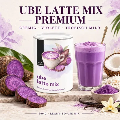 Produktbild von Ube Latte Mix, Premium Ube aus den Philippinen trifft Kokos und Vanille ein purple Erlebnis