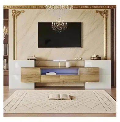 Immagine prodotto di Mobile TV bianco da 200 cm con superficie in vetro e illuminazione LED