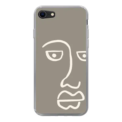 Produktbild von MuchoWow® Handyhülle Schutzhülle Hülle für iPhone SE 2020 Gesicht - Abstrakt - Strichzeichnung Silikon Softcase Handy Hülle - Kartenbesitzer