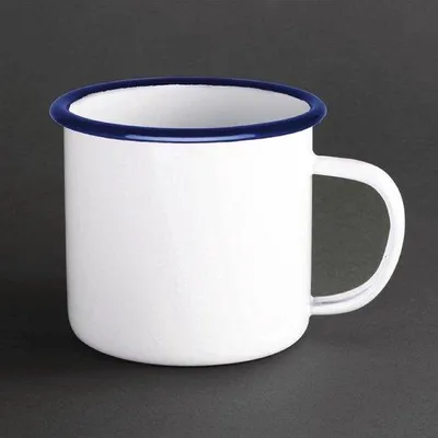 Produktbild von Famanu Emaille Becher 350 ml - Blau und Weiß