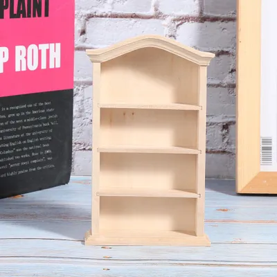 Immagine prodotto di 1:12 Libreria in legno per casa delle bambole Modello per bambole Accessori per mobili fai da te per casa delle bambole Libreria
