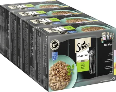 Produktbild von SHEBA® Portionsbeutel Multipack Selection in Sauce Feine Vielfalt MSC 4 x 12 x 85g