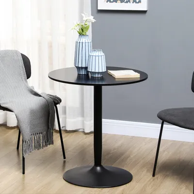 Image de Table – Table ronde – Table de bistrot – 70 x 70 x 75 cm – Structure en acier – Noire