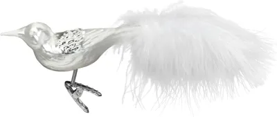 Produktbild von Christbaumschmuck Vogel auf Clip Glas 11cm weiß, 1 Stück