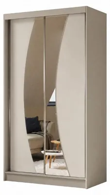 Image de Armoire Vex de 120 cm avec miroir, comprenant 2 portes coulissantes (couleur : cachemire)