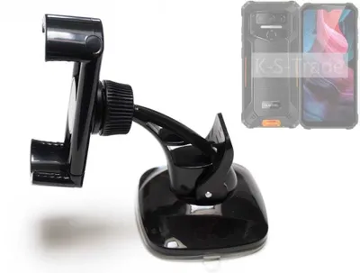 Produktbild von K-S-Trade kompakte Handy-Halterung Windschutzscheibe kompatibel mit Oukitel WP32 Armaturenbrett schwarz Autohalterung KFZ Halter Scheiben-Halterung