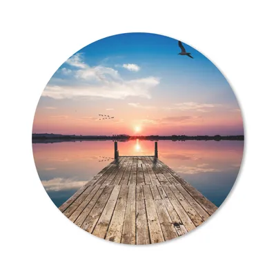 Produktbild von MuchoWow® Mauspad Mousepad Steg - Wasser - Sonnenuntergang - Rosa - Horizont 30x30 cm - Mousepads - Maus Mat - Pad - Mausunterlage - Tischunterlage - Schreibtischmatten