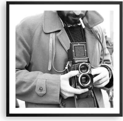 Produktbild von Gerahmtes Poster - Schwarzer Rahmen - Die Kamera Retro Vintage - 60x60 cm - Wand Bild - Wanddeko - Wandbilder - Kunstposter - Wandposter - Bilderrahmen - Bilder - Kunstdruck - P2BAC60x60-5009