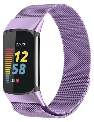 Image de Pour Fitbit Charge 6 / 5 Bracelet en maille d'acier métallique avec fermeture magnétique Violet