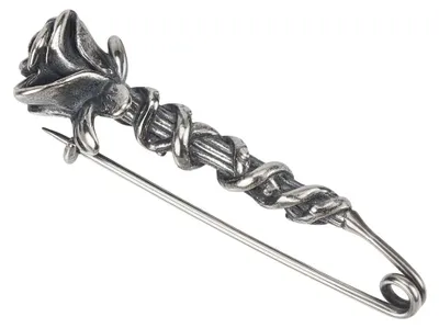 Imagen del producto de Broche de rosa de plata de ley 925 para mujer: elegante alfiler floral para bufandas y ropa