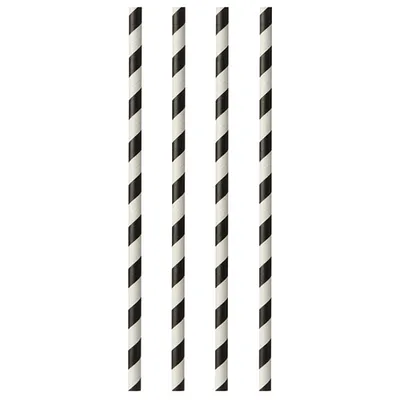 Produktbild von Papstar Trinkhalme aus Papier Ø 6 mm · 29 cm schwarz/weiß "Stripes" 10 x 100 Stück