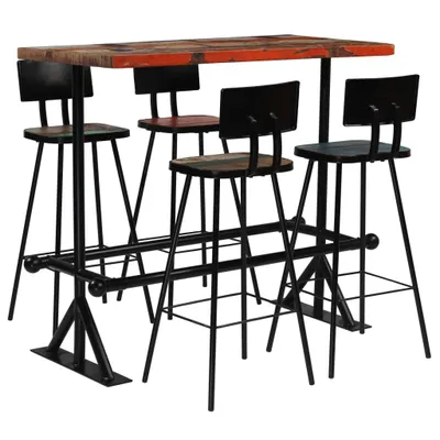 Produktbild von Essgruppe "Görwihl" aus recyceltes Massivholz & pulverbeschichteter Stahl in schwarz, antik. Abmessungen (B/H) 120x107 cm