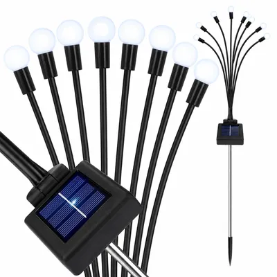 Zdjęcie produktu dla LAMPA OGRODOWA SOLARNA 8 LED kulki zimny biały lampka zewnętrzna dekoracyjna ogrodowa solarna