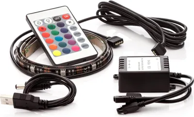 Produktbild von OPTY LED-Streifen 2 Stk., 2x 30cm, für USB, 9 LEDs, Fernbedienung, 16 Farben, selbstklebende LED-Streifen