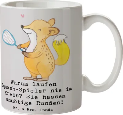 Produktbild von Mr. & Mrs. Panda Kaffeetasse Squash Weisheit - Grau Pastell - Geschenk, Fitness, Taktik, Spiel, Lebenweise, Kaffeebecher, Teamsport, Lächeln, Sportler, Geschenke, Humor