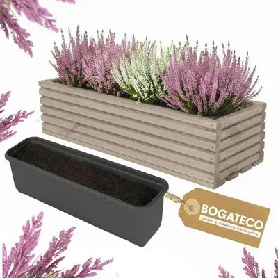 Produktbild von Holzblumenkasten und Pflanzkübel 44 x 20 x 14,5 cm für Zuhause, Garten, Balkon und Terrasse - Imprägniert mit Kunststoffeinsatz