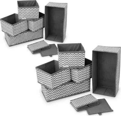 Produktbild von Navaris Aufbewahrungsboxen Organizer Ordnungssystem Stoffboxen - 12 Stück in verschiedenen Größen - für Kleiderschrank und Schubladen - faltbar
