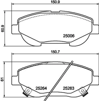 Produktbild von HELLA Bremsbeläge Satz Vorne Bremsklötze für TOYOTA AVENSIS Station Wagon (ZRT27, ADT27) 8DB 355 015-691