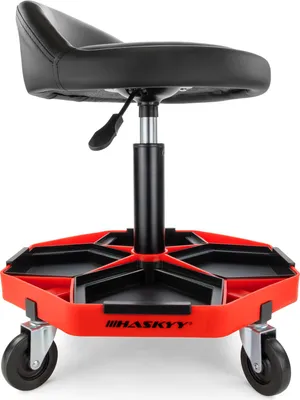 Produktbild von HASKYY Werkstatthocker mit Rückenlehne, höhenverstellbar, 360° Rollen
