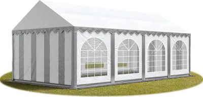 Image de TOOLPORT Tente Barnum de Réception 4x8 m Bâches PVC 750 N gris-blanc Cadre de Sol Jardin